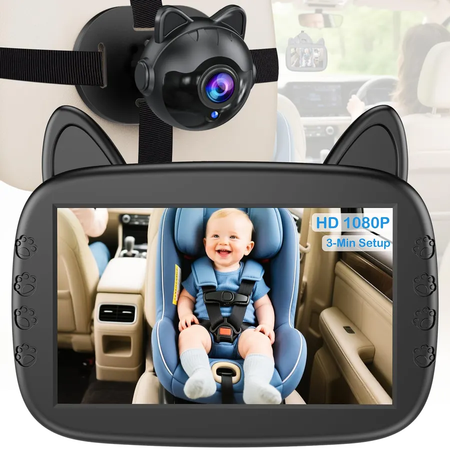 HD 1080P Baby Car Camera: Clear Night Vision for Road Trips & Solo Driving