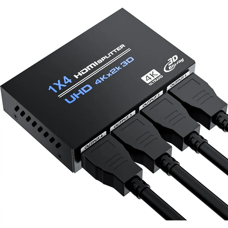 HDMI Splitter 1 in 4 Out, 4K@30Hz, Mirror Screen, Support UHD 3D HDCP 1.4