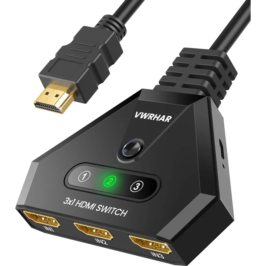 HDMI Switch 4K HDMI Splitter, Automatic HDMI Switch 3 in 1 Out with Pigtail HDMI Cable, 3 Ports HDMI Switcher Support HDCP 2.2 Full HD 4K 1080P 3D for Fire Stick Apple TV PS5 PS4 Xbox PC