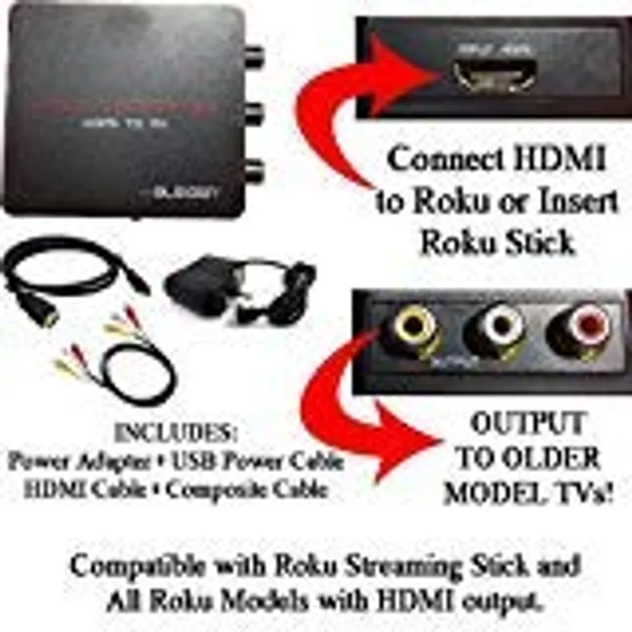 HDMI to 3RCA Composite AV Converter for Roku Streaming Stick (All Models)
