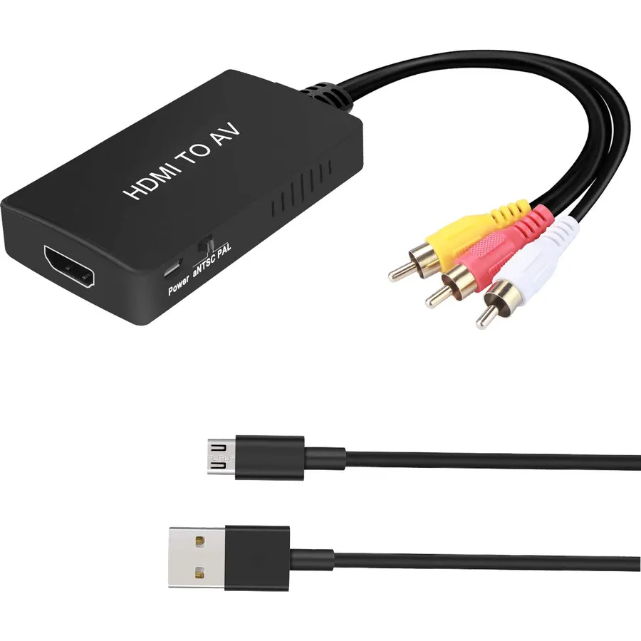 Dingsun HDMI to AV/RCA/Composite Converter,Support PAL/NTSC/1080P for Roku/Fire Stick/PS4/Xbox/Spectrum Box/Old Sanyo TV/Old LG TV/Old CRT