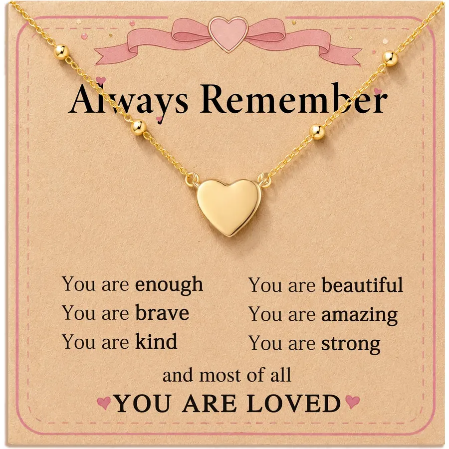 HGDEER "You Are Loved Daily Reminder Heart Necklace for Teens & Girls