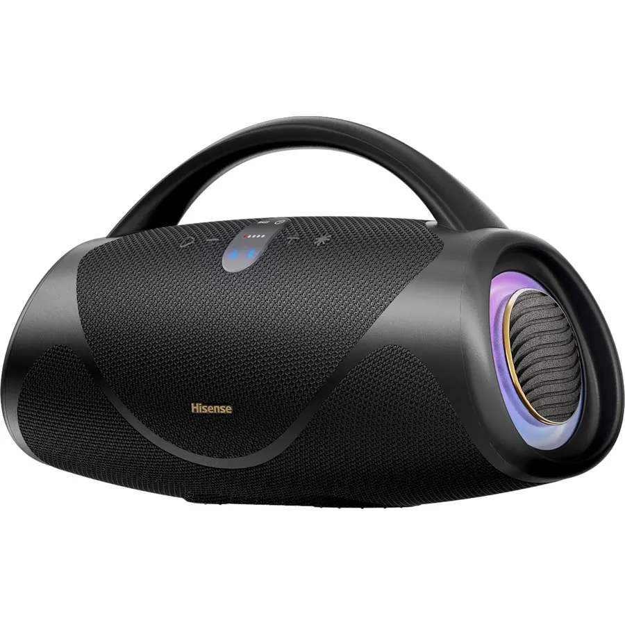 Hisense VoyageBoom - Portable Bluetooth Speaker,IP67 Waterproof,Dustproof, and Shockproof, Up to 24H Playback Time,Massive Bass,Ambient Light,Built-in Powerbank,Mic&Guitar Input,Bluetooth 6.0,Auracast
