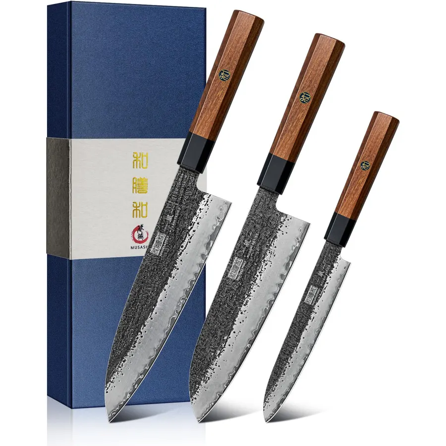 HOSHANHO 3 Pieces Knife Set, Japanese Kitchen Knife Set, Rosewood Handle