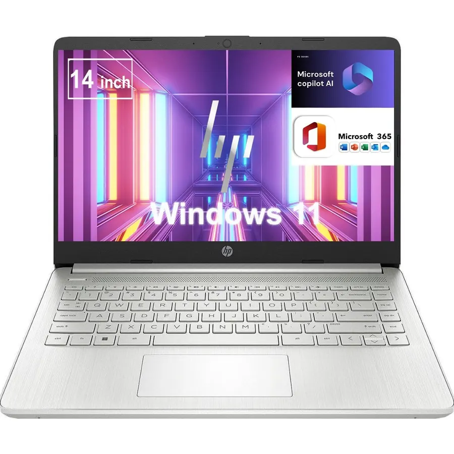 HP 14 Inch Student Laptop, Intel Pentium Silver 4 Cores CPU, 16GB RAM, 512GB SSD, Windows 11, 1Y Microsoft 365, 11.5 HRs Battery, Intel UHD Graphics
