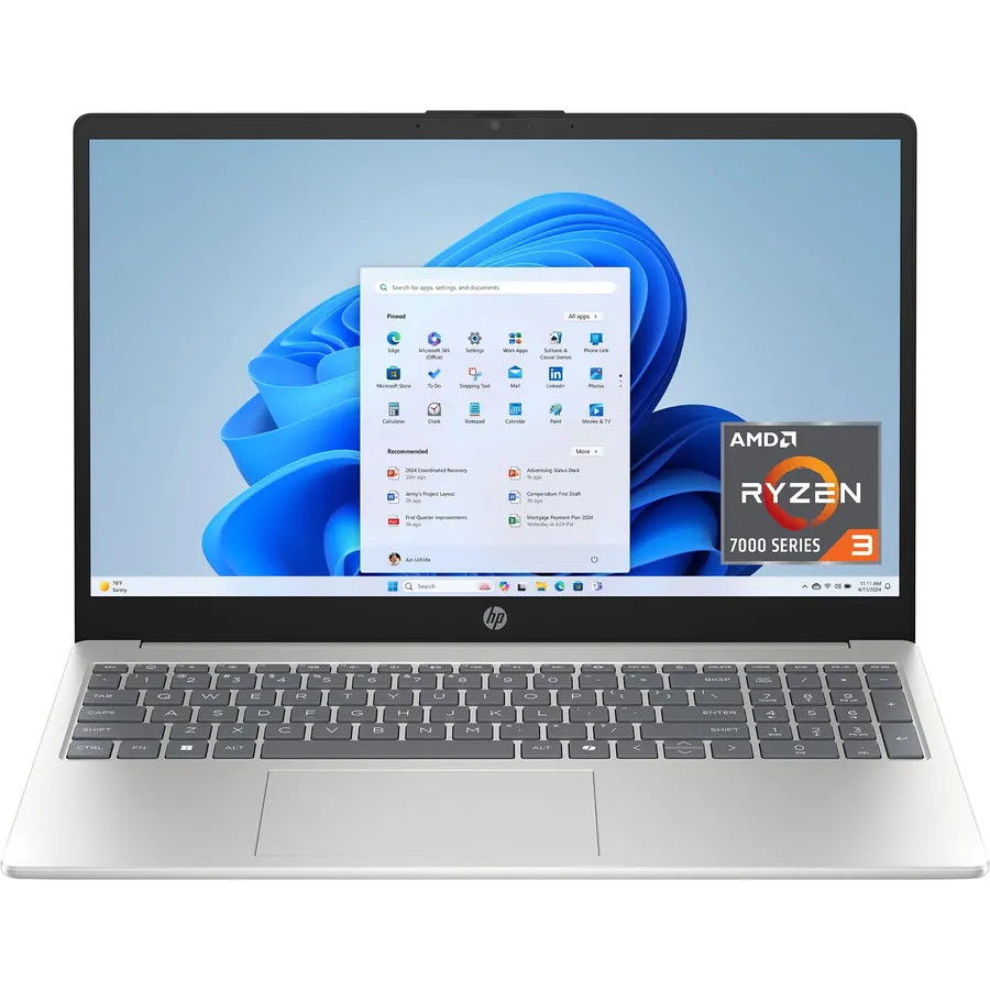 HP 15.6 inch Laptop, HD Touchscreen Display, AMD Ryzen 3 7320U, 8 GB RAM, 256 GB SSD, AMD Radeon Graphics