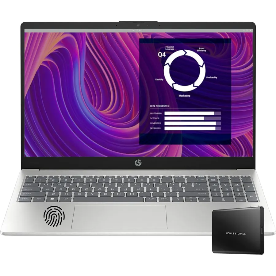 HP Intel 8-Core i3 Laptop with Sample Wireless Earbuds, 64GB RAM, 1TB SSD, Fingerprint Reader, 15.6" FHD Display, Windows 11