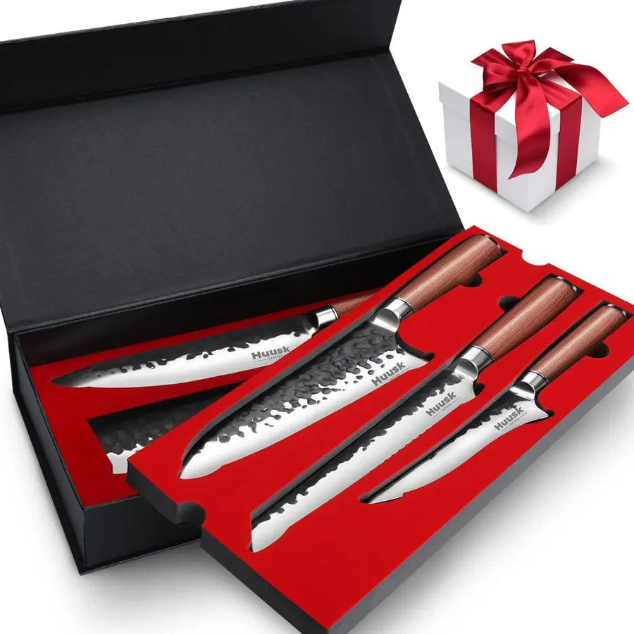 Huusk Japanese Chef Knife Set 6 pcs, Kitchen Knives Set with Gift Box