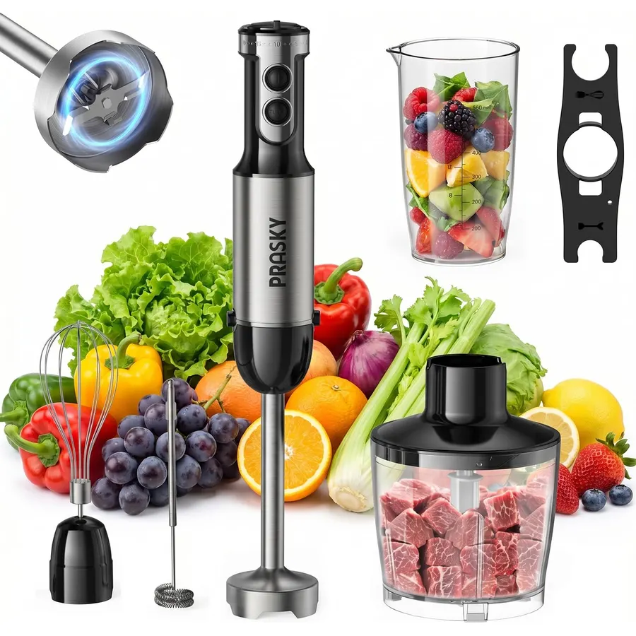 Immersion Blender Handheld 1200W, 20-Speed 5-in-1 Handheld Mixer