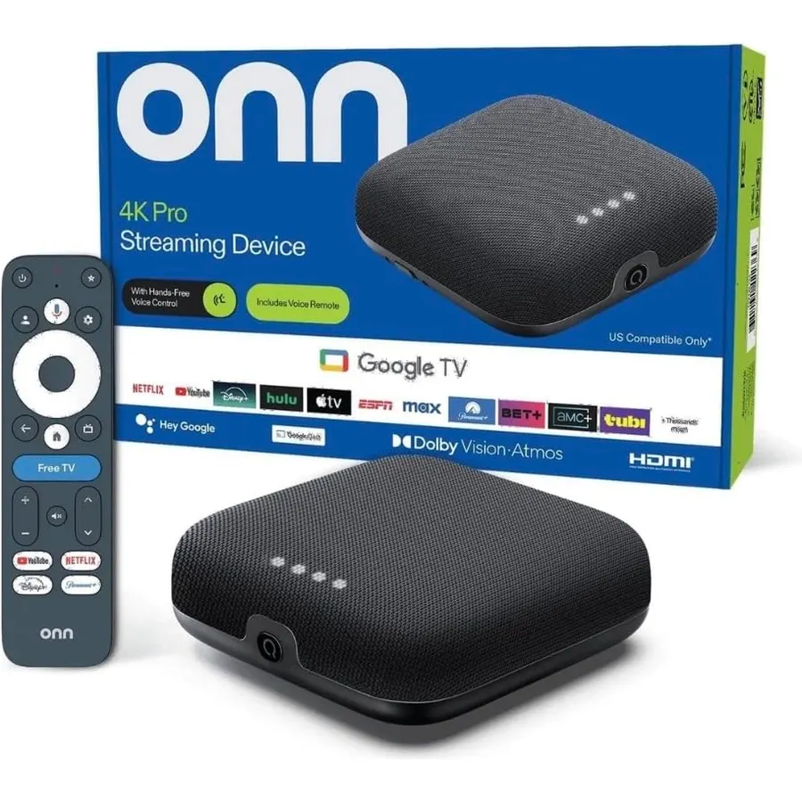 IT'S BRAZILIAN onn 4K Pro Streaming Device, Google TV with Gemini* - Ultra-Fast Streaming, Stunning 4K UHD, 32GB Storage, 3GB RAM, Dolby Vision & Atmos, Find My Remote with Backlight, Ethernet Port
