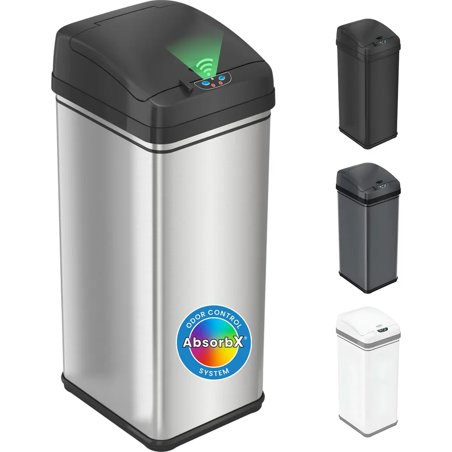iTouchless 13 Gallon Sensor Trash Can with Lid | Pet Lock and Odor Filter