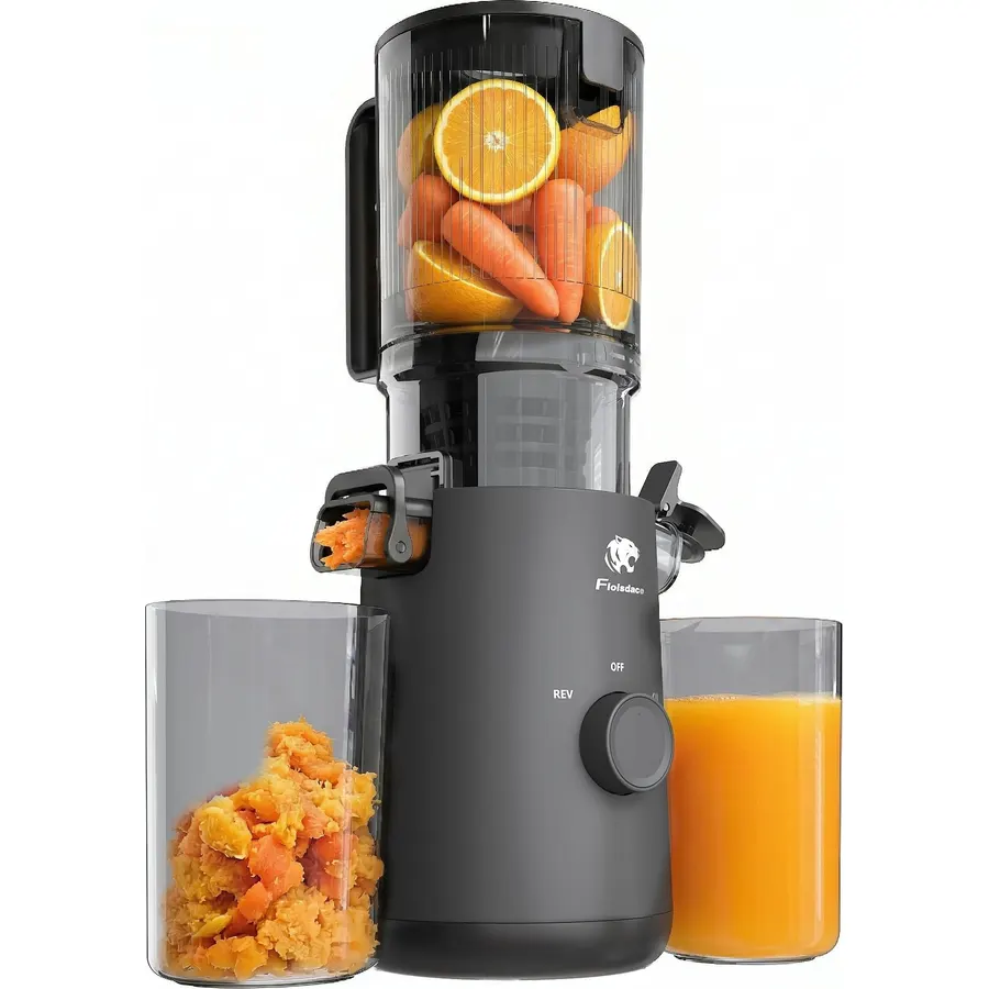 Juicer Machines, Cold Press Juicer with 5.3" Extra Large Feed Chute and Powerful AC Brushless Motor Fit Whole Fruits & Vegetable, High Juice Yield, BPA Free, Extra One Replace Strainer