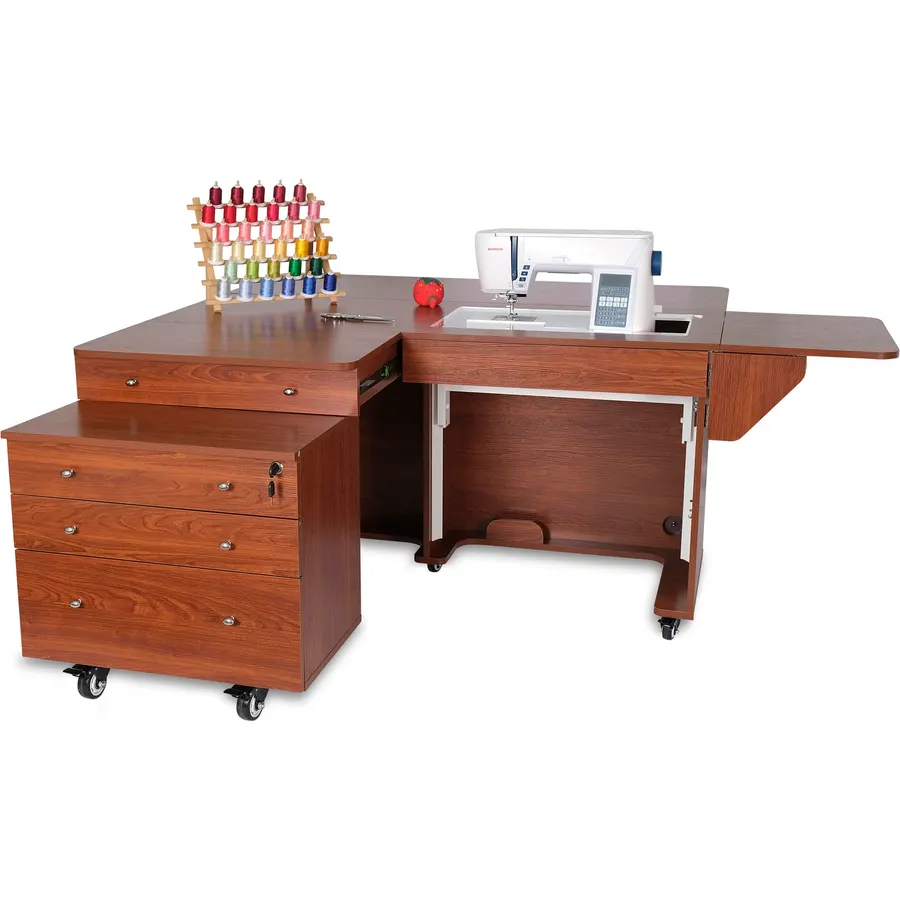 Kangaroo Kabinets K8805 Kangaroo and Joey, Sewing Cabinent and Three Drawer Storage Unit, Teak