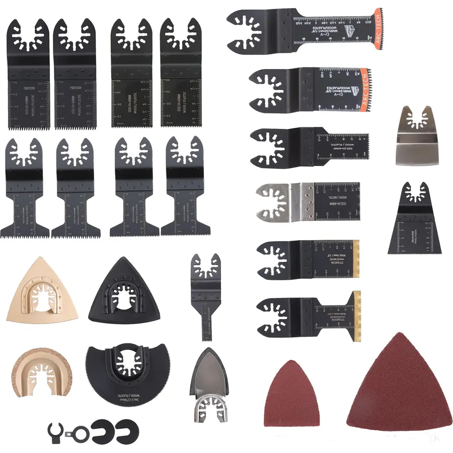 kimllier 30Pcs Titanium Oscillating Tool Blades Set, 4 Types Multi-Tool Blades with Universal Fit for Wood, Metal, Plastic, Drywall Cutting