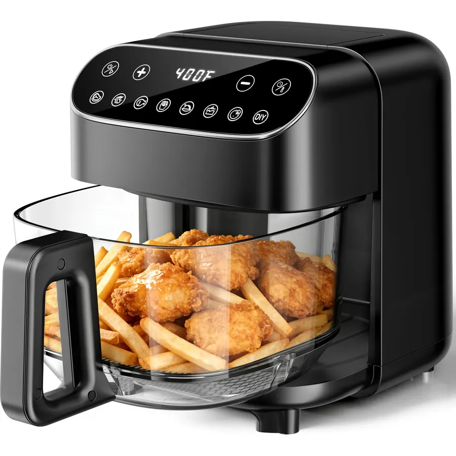 Kismile 5QT Glass Air Fryer, Non Toxic AirFryer with Digital Touch Control