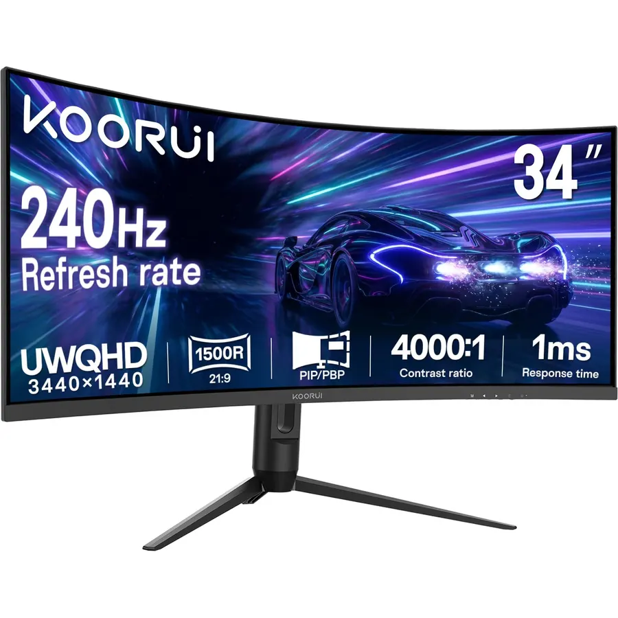 KOORUI 34 Inch Curved Gaming Monitor 240Hz, UWQHD 3440×1440, 21:9 UltraWide