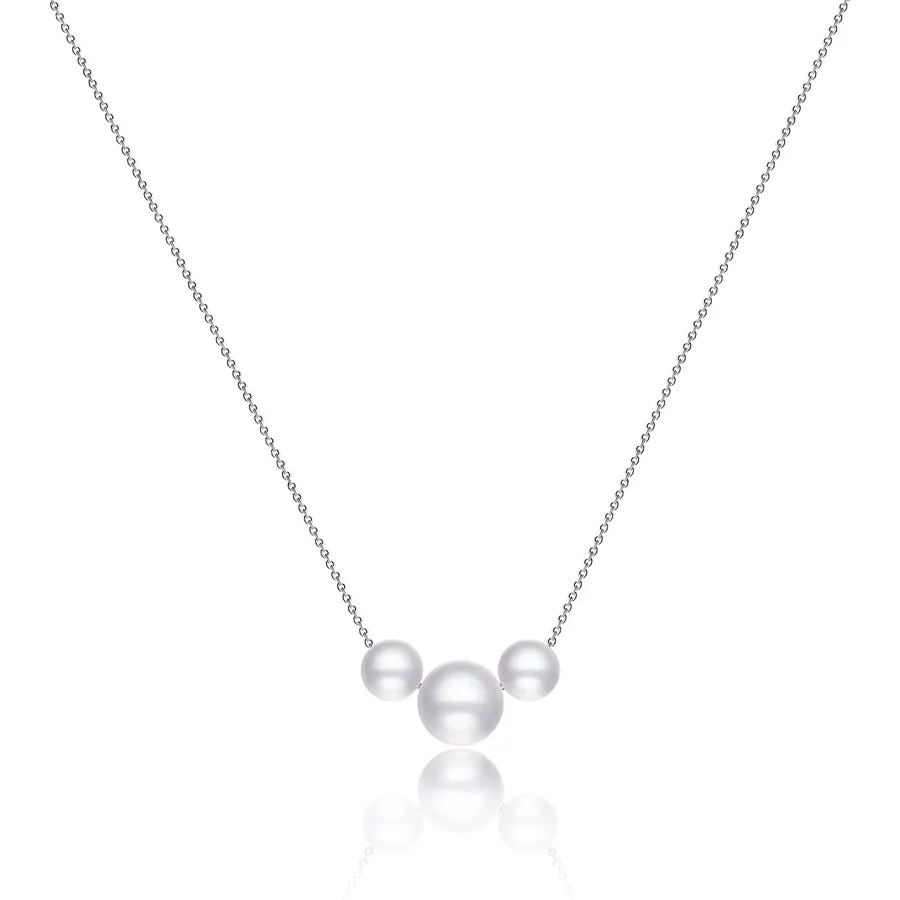 Kyerlyn Dainty Pearl Pendant Necklaces for Women 14K Gold Plated Handmade Layered Pearl Chain Necklace