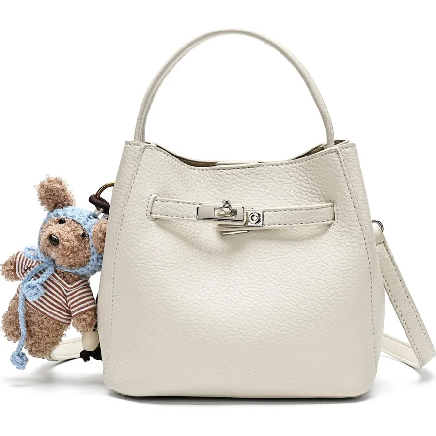 Ladies' wallet, light luxury bucket bag, lychee patterned handbag, high-end sense, one shoulder versatile crossbody bag