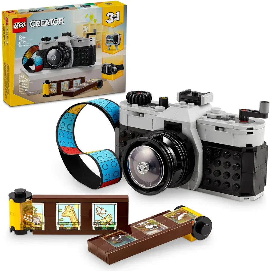 LEGO Creator 3 in 1 Retro Camera Toy, Transforms to Retro Video Camera or to TV Set, Photography Gift for Boys and Girls Ages 8 Years Old and Up Who Enjoy Creative Play, 31147