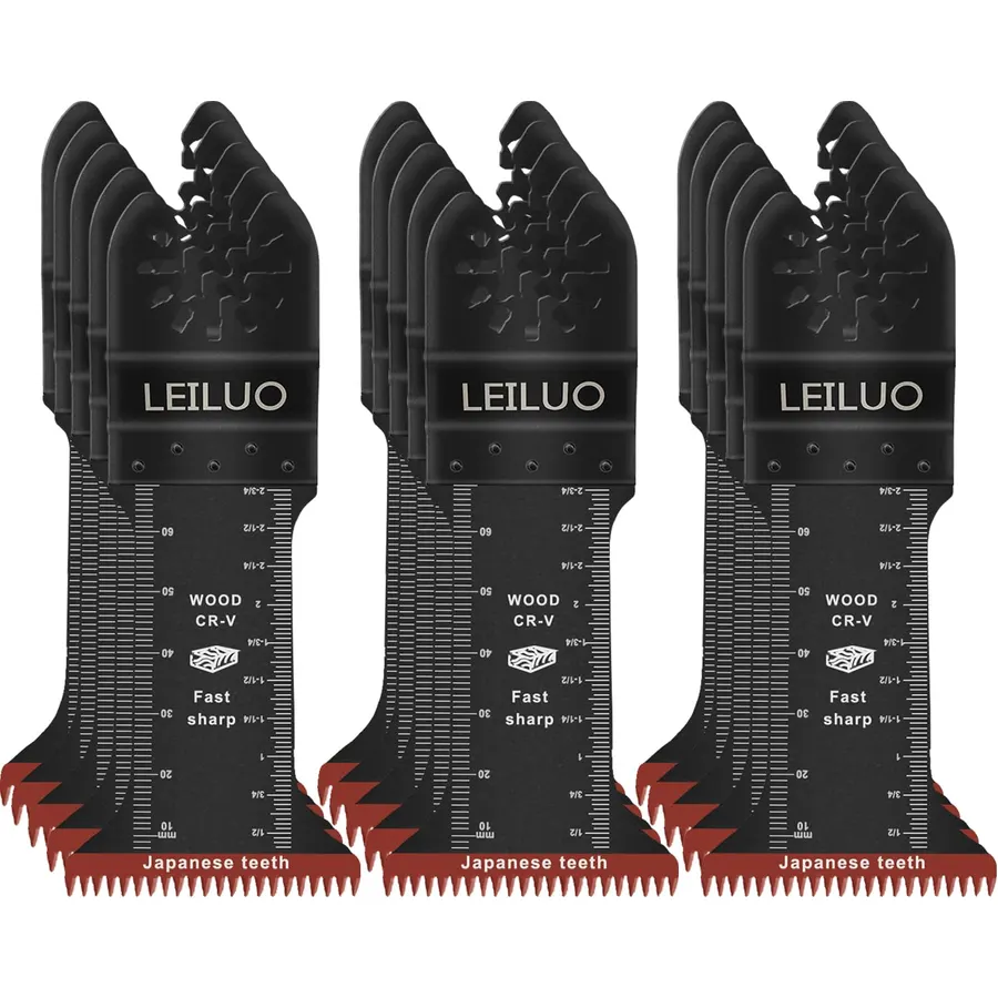 LEILUO 15Pcs Oscillating Tool Blades for Wood, Japanese Teeth Fast Cut