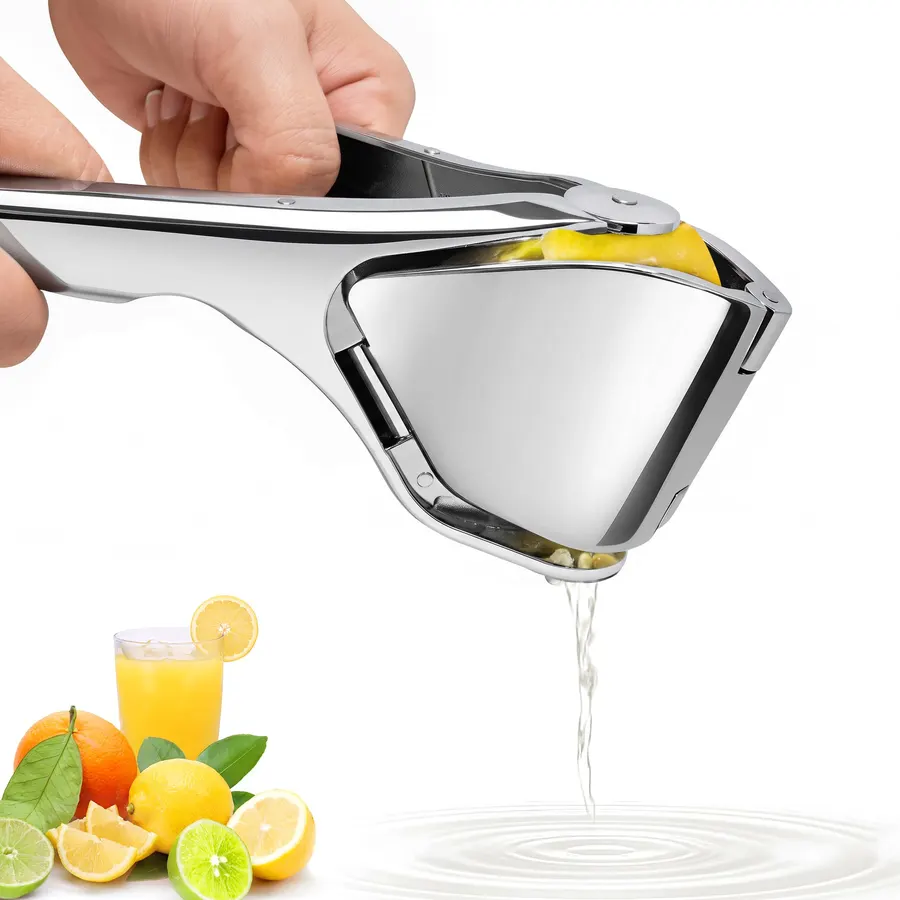 Lemon Squeezer Stainless Steel, Hand Juicer for Lemon Citrus Lime, Silver