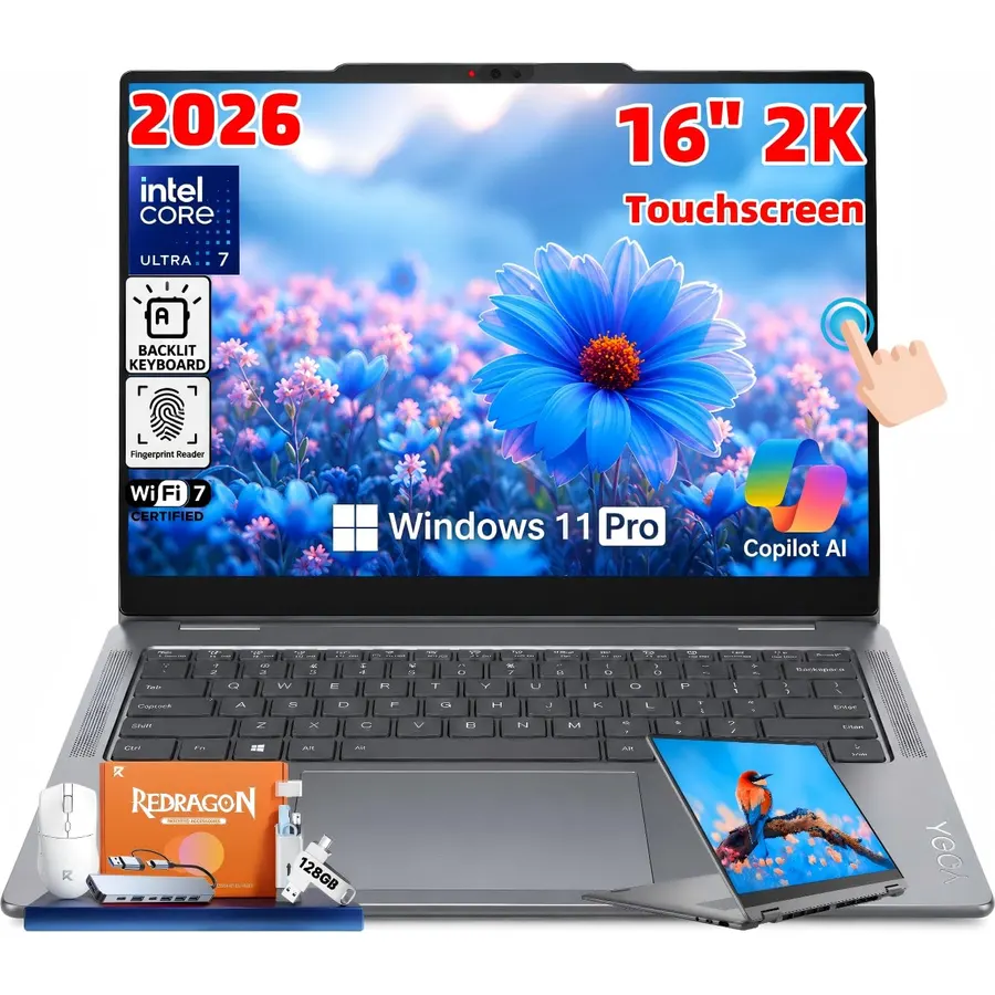 Lenovo Yoga 7i 2-in-1 Touch Laptop 2026, Intel Ultra 7 256V, 16GB DDR5 RAM
