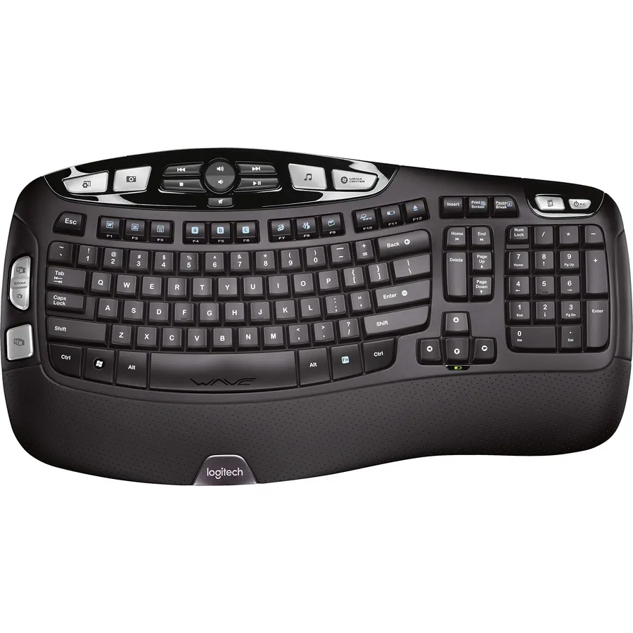 Logitech K350 Wireless Wave Keyboard with Unifying Wireless Technology, Black