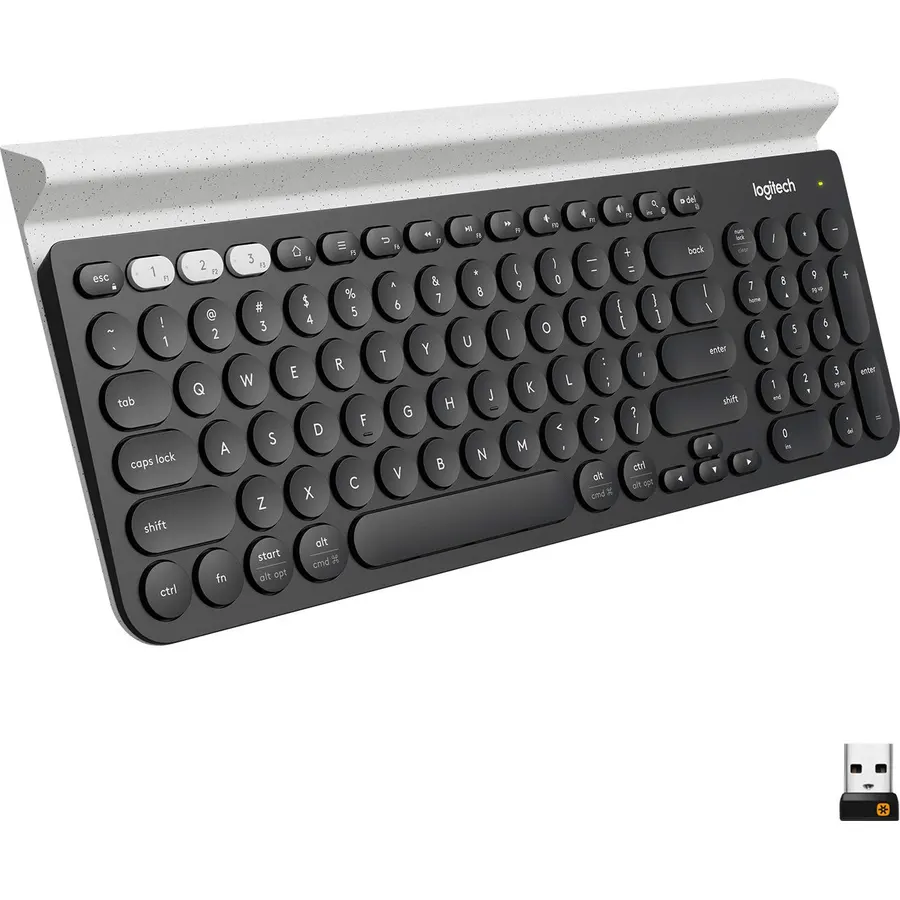 Logitech K780 Multi-Device Wireless Keyboard with Built-in Cradle, Speckles