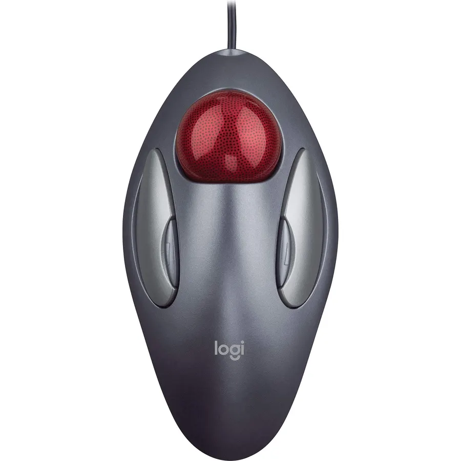 Logitech Trackman Marble Trackball Mouse – Wired USB Ergonomic Mouse for Computers, with 4 Programmable Buttons, Dark Gray