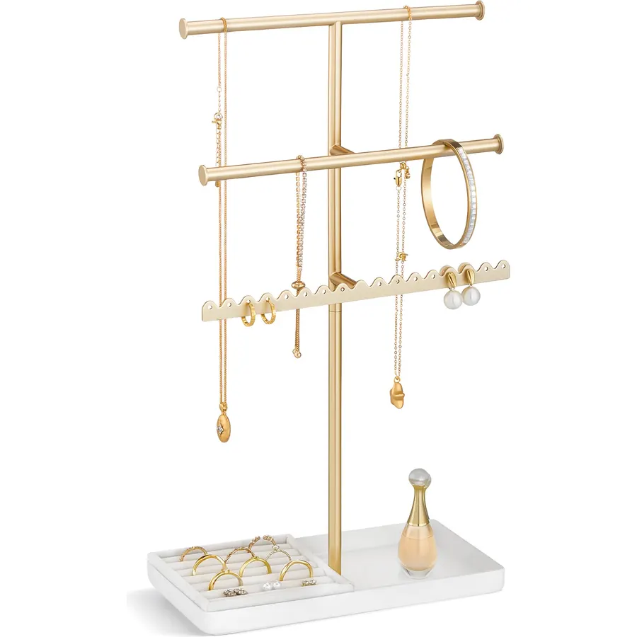 Lolalet Jewelry Organizer Stand, Necklace Bracelet Holder -Gold