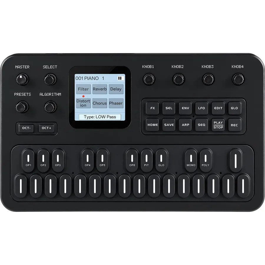 M-VAVE Wireless Portable FM Synthesizer with Built-in Speaker and Battery, 6 Operators, 32 Algorithms, 128 Preset Sounds, TFT Display Screen, 6 Built-in Effects, Arpeggiator, 16-Step Sequencer (Black)