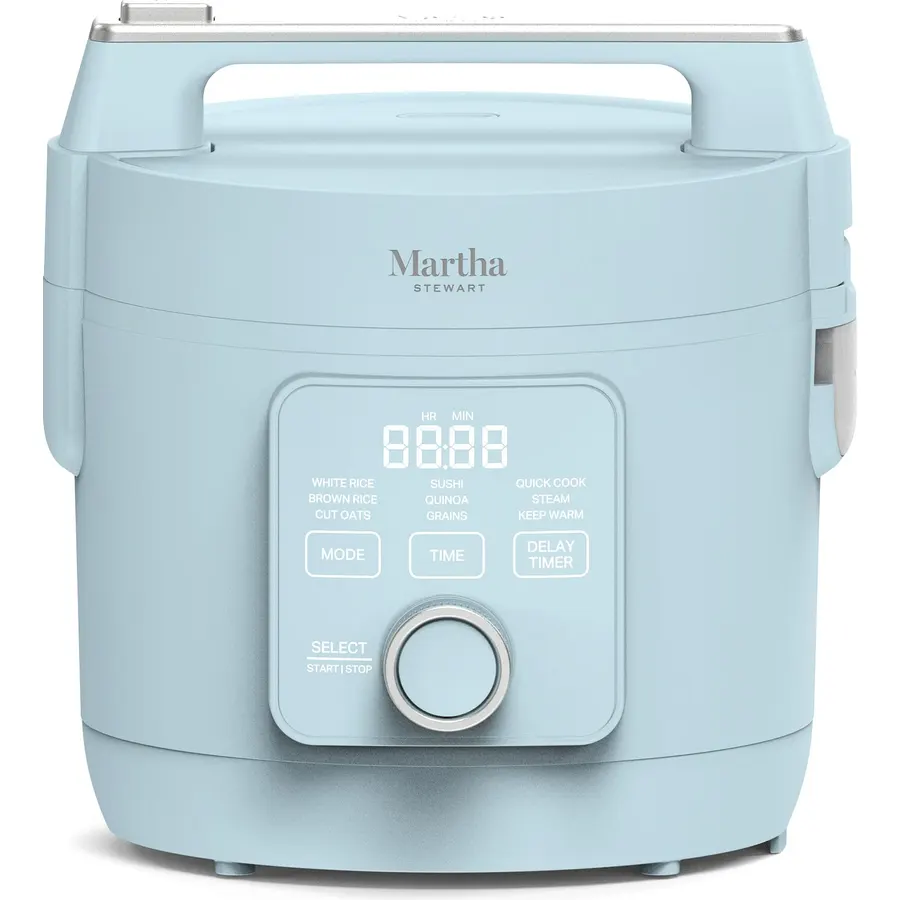 Martha Stewart 8 Cup Cooked (4 Cup Uncooked) Rice Cooker & Steamer, Blue