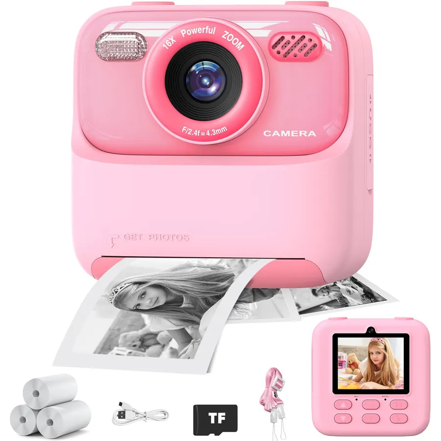 masterbee Kid Camera Instant Print Photo, Birthday Gifts for Girls and Boys, Kids Digital Camera Toys, 1080P HD Video, 3 4 5 6 7 8 9 10 11 12 Year Old Boy Gifts/Girl Gifts