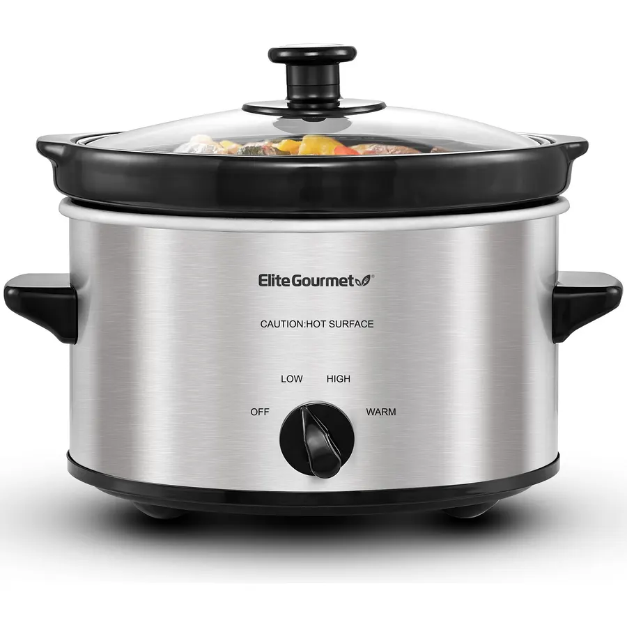 Maxi-Matic MST-275XS Electric Oval Slow Cooker, 2 Qt, Stainless Steel