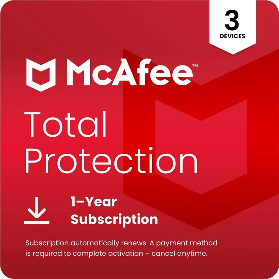 McAfee Total Protection 2026 Antivirus Software for 3 Devices | Auto-Renews