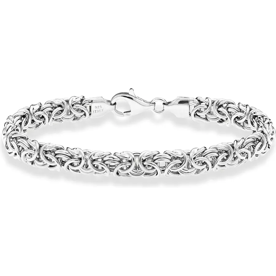 LeCalla 925 Sterling Silver Byzantine Bolo Bracelet for Women | Handmade Adjustable Sliding Bolo Link Chain Bracelet | Classic Italian Byzantine Jewelry
