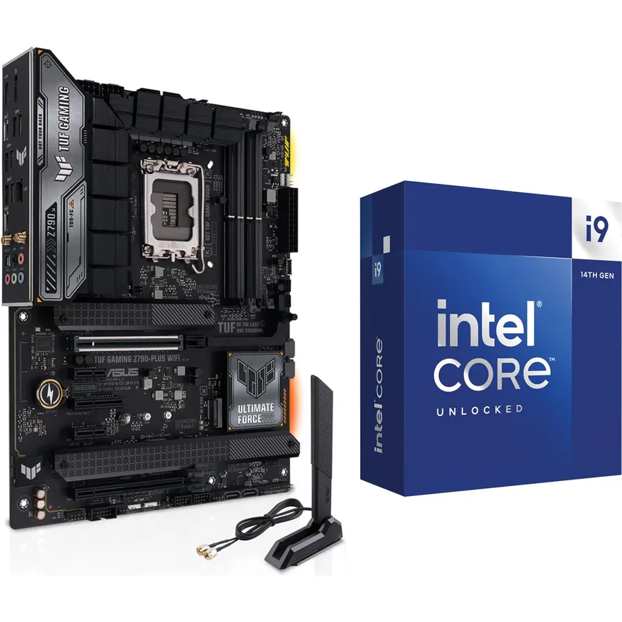 Micro Center 3 in 1 Combo: Intel Core i9 14900K Procesor w/Asus Tuf Gaming Z790-Plus WiFi Motherboard and KLEVV 32GB DDR5 Memory
