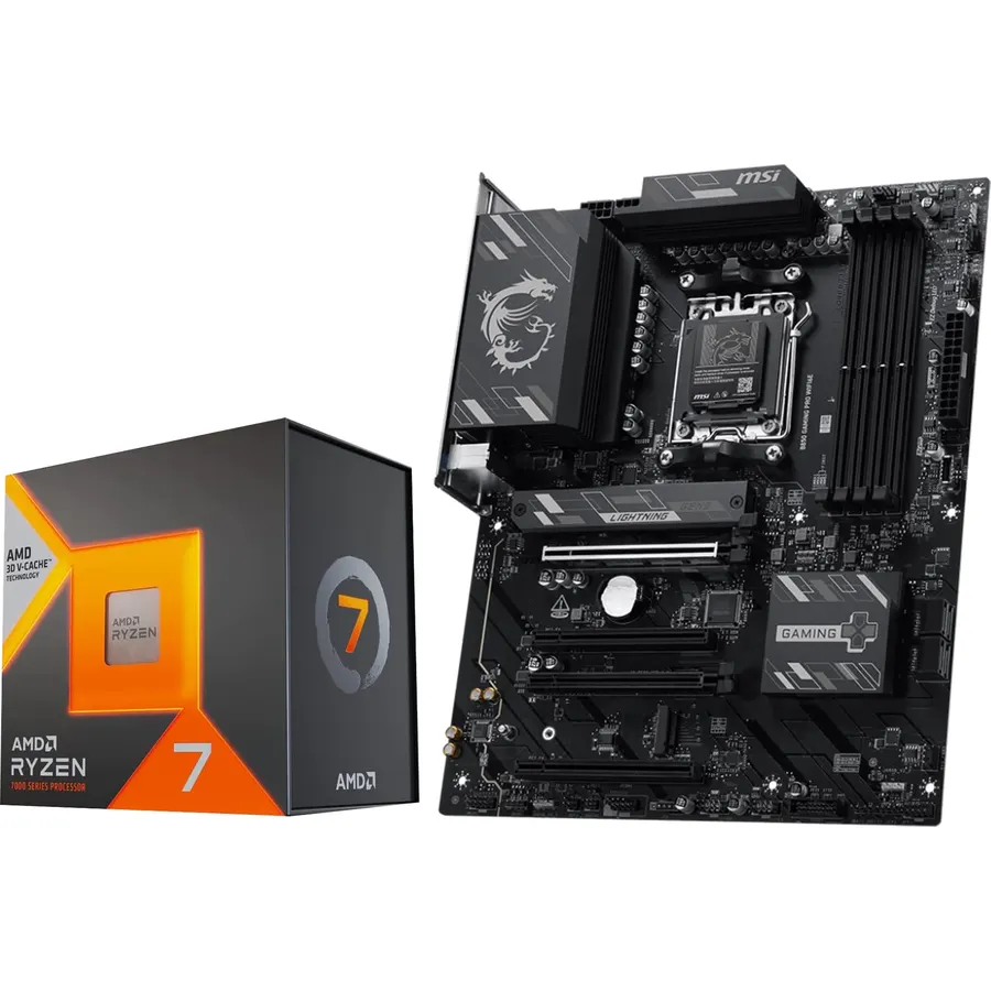 Micro Center AMD 7800X3D Processor with MSI B850 Gaming PRO WF Motherboard