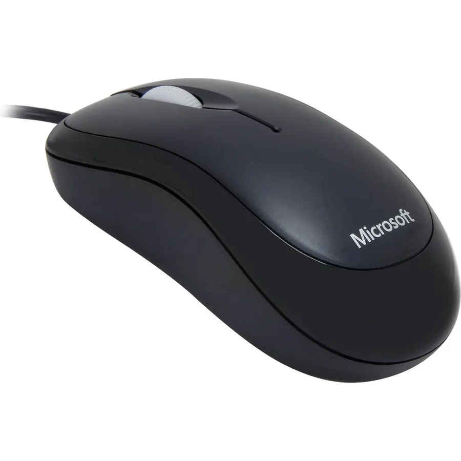 Microsoft Basic Optical Mouse - Black. Comfortable, Right/Left Hand Use, Ergonomic Design, Wired USB Mouse, for PC/Laptop/Desktop