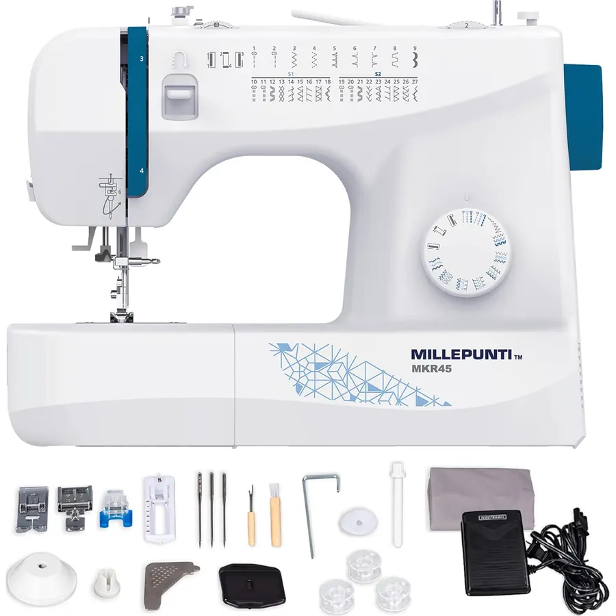 MILLEPUNTI MKR45 25 Stitches Beginner Sewing Machine, Auto Needle Threader