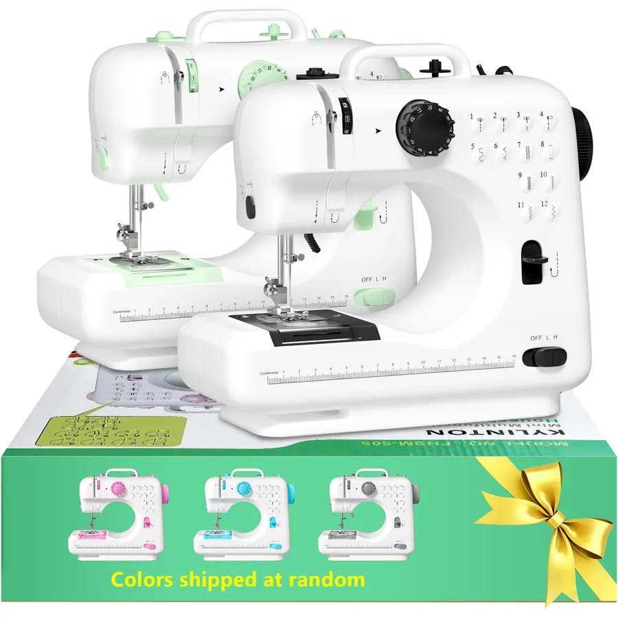 Sewing Machine for Beginners & Kids, Mini Portable Sewing Machines with 12 Built-in Stitch Patterns, 2-Speed Foot Pedal, Perfect for Teaching Daughter to Sew(with 27 Pieces Sewing Kit & Cover)