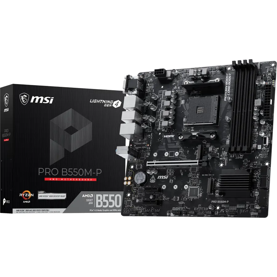 MSI B550M Gaming Plus WIFI6E Motherboard, mATX-Supports AMD Ryzen 5000 Series,5000 G-Series 4000 G-Series,and 3000 Series Processors, AM4-DDR4 Memory Boost 4400+MHz/OC, PCIe 4.0 x16, M.2 Gen4, 1G LAN