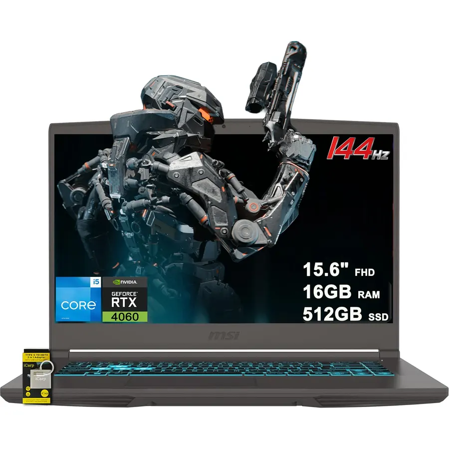 msi Thin 15 Gaming Laptop 15.6" FHD IPS 144Hz Intel 8 core i5-13420H (Beats i7-12650H) 16GB RAM 512GB SSD GeForce RTX 4060 Type-C Backlit Win11Pro ICP Acc