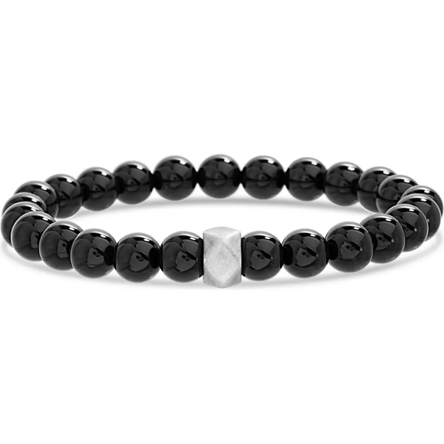 Nautica 12 mm Stretch Bead Bracelet for Men Stainless Steel