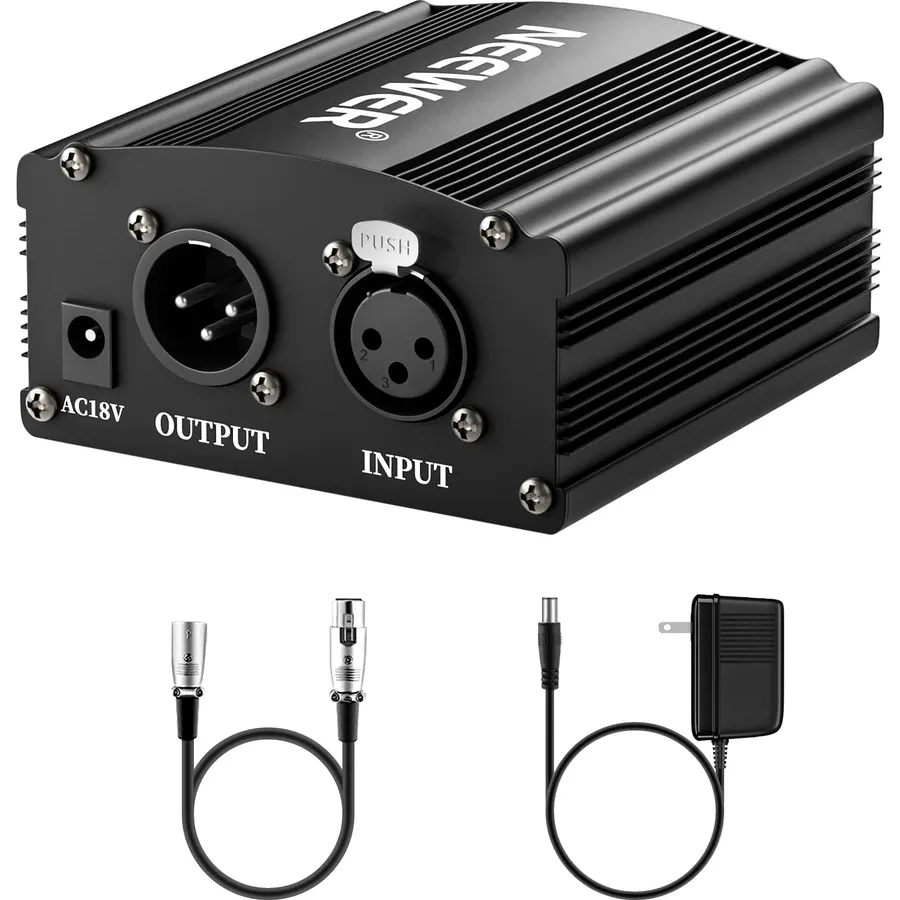 NEEWER 1-Channel 48V Phantom Power Supply with Adapter