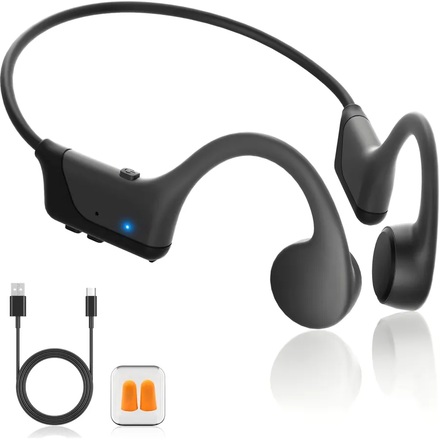 Bone Conduction Open-Ear Headphones, Bluetooth 6.0, IPX5 Waterproof, 8H Playtime, Lightweight & Comfortable Sports Earphones for Running, Gym, Cycling, Workout, Sweatproof Wireless Headsets