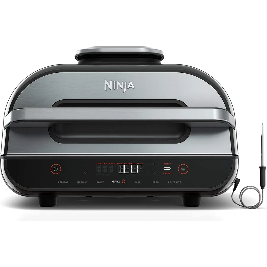Ninja FG551 Foodi Smart XL 6-in-1 Indoor Grill and Air Fryer, 4 Qt Capacity, Black/Silver