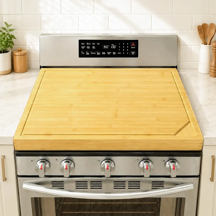4 In 1 Noodle Board Stove Cover Lightweight Cutting Board Wood Stove Top Covers for Electric Stove, Glass Gas Stove Cover for Gas Burners - 30" x 22"(Outer) / 28.8” x 20.8”(Inner)