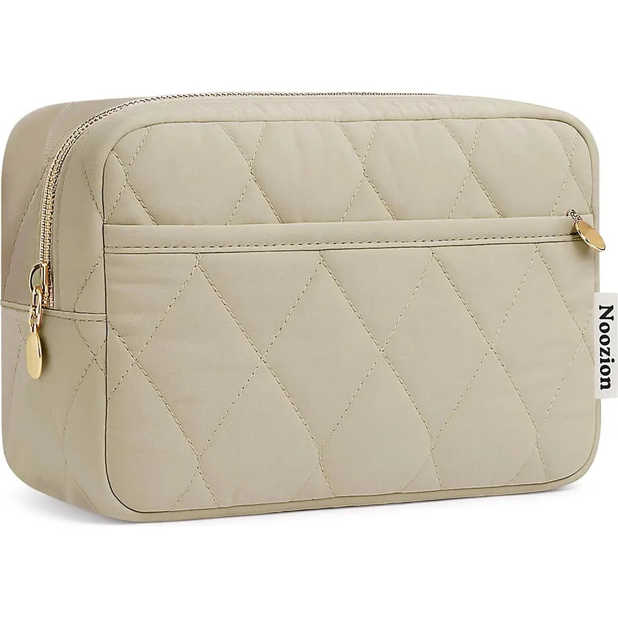 Noozion Makeup Bag Travel Toiletry Bag, Puffy Padded Cosmetic Bag for Women, Makeup Organizer Case, Wide-open Pouch Purse, Travel Essentials