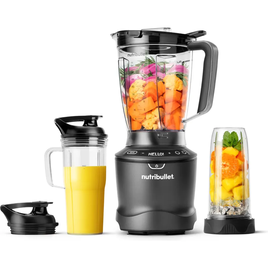nutribullet SmartSense Blender Combo, 1400W, 64oz Pitcher, 32oz & 24oz Cups, 5-Speed, Smoothies, Ice and Frozen Fruit, Nut Milk, Soup, Gunmetal Gray, NBF50700